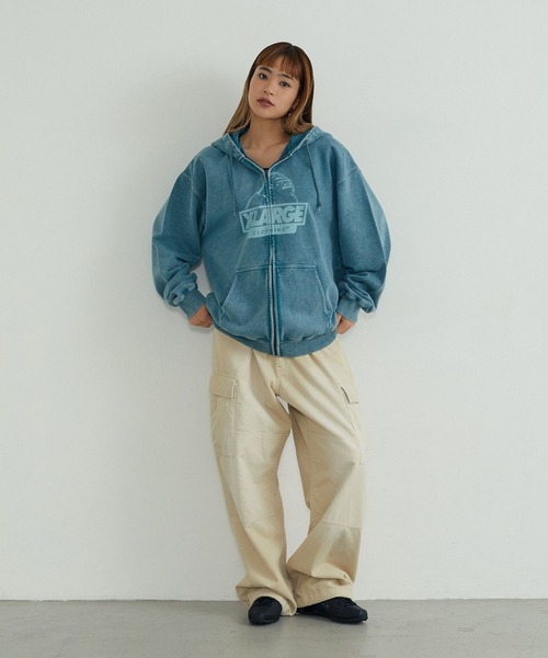 XLARGE(エクストララージ)の「WASHED SLANTED OG ZIP HOODED SWEATSHIRT(パーカー・メンズ・グレー/ブラウン/ブルー/ブラック・S/M/L/XL)」の7枚目の写真