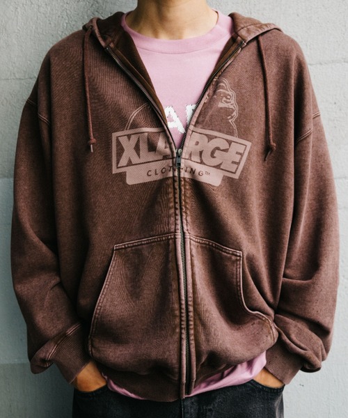 XLARGE（エクストララージ）の「WASHED SLANTED OG ZIP HOODED SWEATSHIRT（パーカー・メンズ・グレー/ブラウン/ブルー/ブラック・S/M/L/XL）」の14枚目の写真
