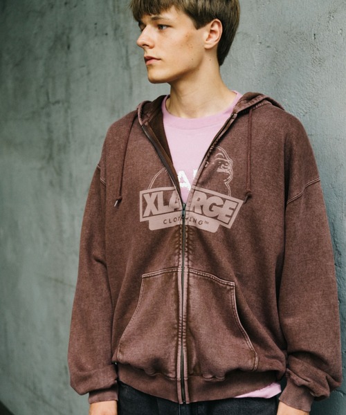 XLARGE（エクストララージ）の「WASHED SLANTED OG ZIP HOODED SWEATSHIRT（パーカー・メンズ・グレー/ブラウン/ブルー/ブラック・S/M/L/XL）」の15枚目の写真