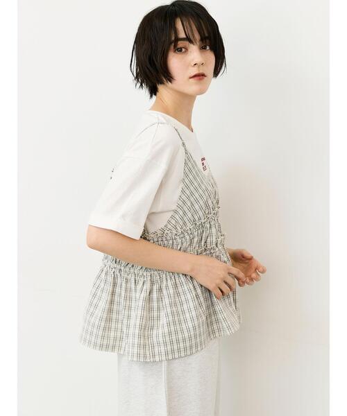 Samansa Mos2（サマンサ モスモス）の「アソートシャーリング2wayキャミビスチェ（シャツ/ブラウス・レディース・ブルー/ブラック/オフホワイト/ブラウン・F）」の10枚目の写真