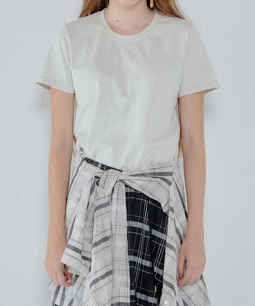 LE CIEL BLEU（ルシェルブルー）の「インブルーウィートラストTシャツ / In Bleu We Trust T-Shirt（Tシャツ/カットソー・レディース・オフホワイト/チャコールグレー・36/38）」の6枚目の写真
