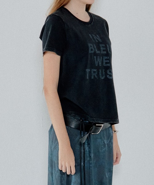 LE CIEL BLEU（ルシェルブルー）の「インブルーウィートラストTシャツ / In Bleu We Trust T-Shirt（Tシャツ/カットソー・レディース・オフホワイト/チャコールグレー・36/38）」の15枚目の写真