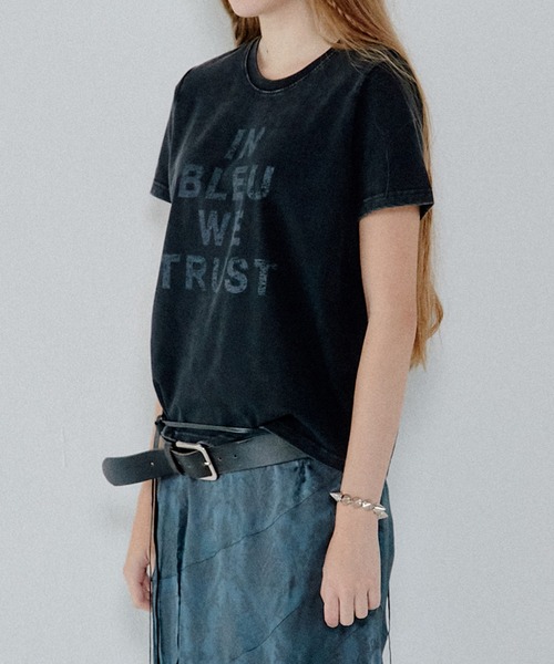 LE CIEL BLEU（ルシェルブルー）の「インブルーウィートラストTシャツ / In Bleu We Trust T-Shirt（Tシャツ/カットソー・レディース・オフホワイト/チャコールグレー・36/38）」の14枚目の写真