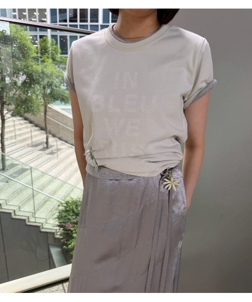 LE CIEL BLEU(ルシェルブルー)の「インブルーウィートラストTシャツ / In Bleu We Trust T-Shirt(Tシャツ/カットソー・レディース・オフホワイト/チャコールグレー・36/38)」の21枚目の写真