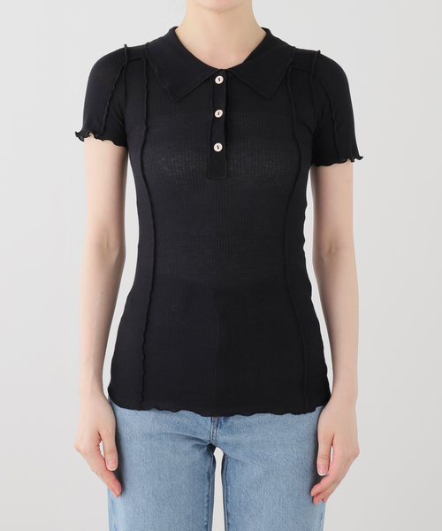 BASERANGE（ベースレンジ）の「【BASERANGE/ベースレンジ】OMATO POLO TEE SHIRT（Tシャツ/カットソー・レディース・ホワイト系その他/ブラック・SMALL）」の10枚目の写真