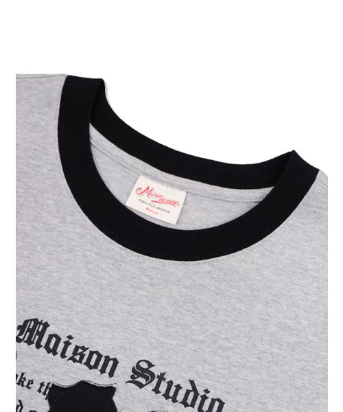FABULOUS ARCHIVE(ファビュラスアーカイブ)の「ドラゴンパッチリンガー半袖Tシャツメランジェグレーブラック(FCG2TS812M)(Tシャツ/カットソー・レディース・ライトグレー・MEDIUM/LARGE)」の8枚目の写真