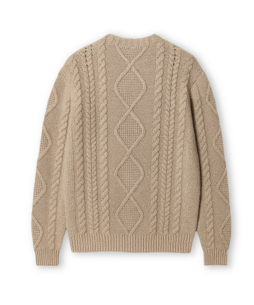 EDINBURGH CLUB(エディンバラクラブ)の「ARAN CREW-NECK SWEATER (BEIGE)(ニット/セーター・メンズ・Beige・SMALL/MEDIUM/LARGE/X-LARGE)」の7枚目の写真