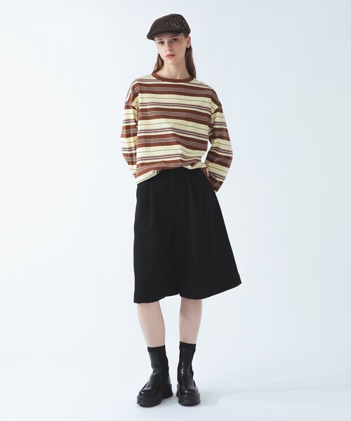Ray BEAMS(レイビームス)の「マルチボーダー ビッグ Tシャツ(Tシャツ/カットソー・レディース・クリーム/ライトブルー・ONE SIZE)」の3枚目の写真