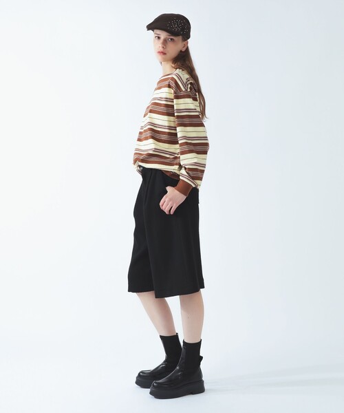 Ray BEAMS(レイビームス)の「マルチボーダー ビッグ Tシャツ(Tシャツ/カットソー・レディース・クリーム/ライトブルー・ONE SIZE)」の4枚目の写真