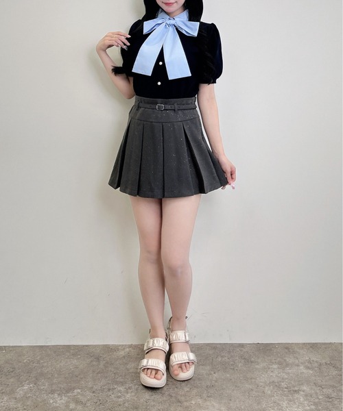 INGNI(イング)の「共ベルト付ラメプリーツスカパン(スカート・レディース・グレー/ブラック・FREE)」の13枚目の写真