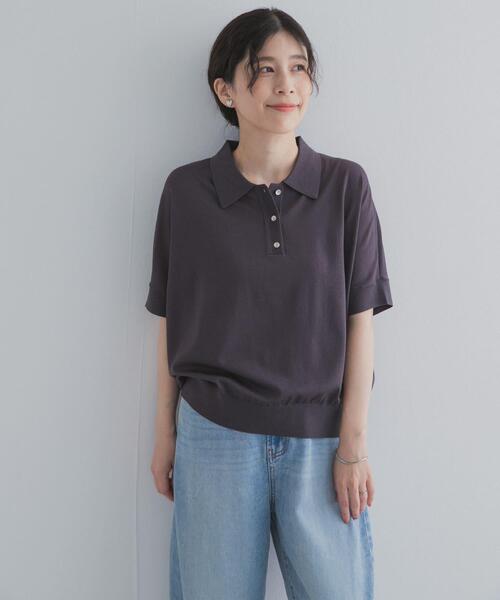URBAN RESEARCH DOORS(アーバンリサーチドアーズ)の「『接触冷感』衿付きドルマンニット(ニット/セーター・レディース・チャコールグレー/ベージュ/ライトブルー・FREE)」の18枚目の写真