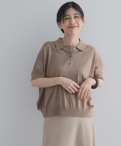 URBAN RESEARCH DOORS(アーバンリサーチドアーズ)の「『接触冷感』衿付きドルマンニット(ニット/セーター・レディース・チャコールグレー/ベージュ/ライトブルー・FREE)」の5枚目の写真