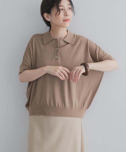 URBAN RESEARCH DOORS(アーバンリサーチドアーズ)の「『接触冷感』衿付きドルマンニット(ニット/セーター・レディース・チャコールグレー/ベージュ/ライトブルー・FREE)」の6枚目の写真