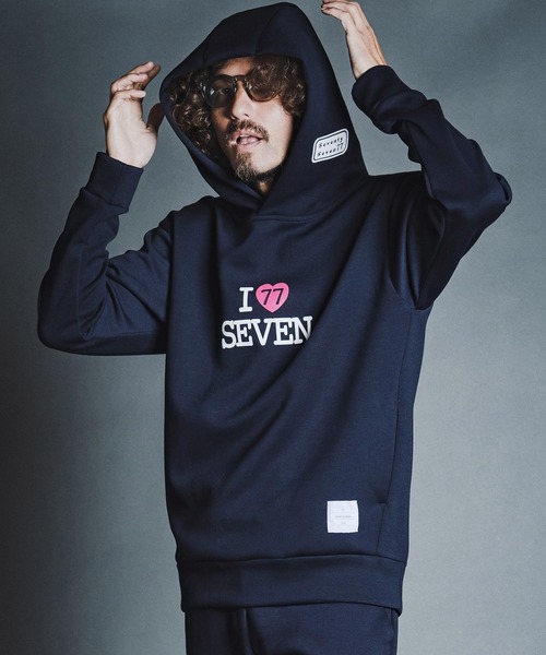 seventy seven（セブンティセブン）の「mpa4176- cardboard P-O hoodie (I love seven) パーカー(7726W050)（パーカー・メンズ・ブラック/ネイビー/トップグレー・S/M/L/XL）」の3枚目の写真