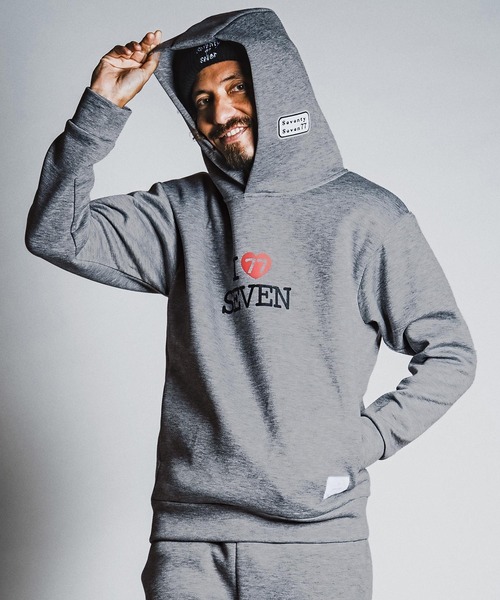 seventy seven（セブンティセブン）の「mpa4176- cardboard P-O hoodie (I love seven) パーカー(7726W050)（パーカー・メンズ・ブラック/ネイビー/トップグレー・S/M/L/XL）」の5枚目の写真