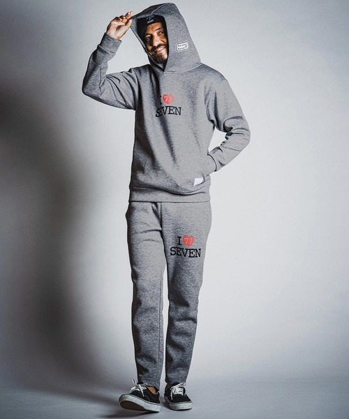 seventy seven（セブンティセブン）の「mpa4176- cardboard P-O hoodie (I love seven) パーカー(7726W050)（パーカー・メンズ・ブラック/ネイビー/トップグレー・S/M/L/XL）」の8枚目の写真