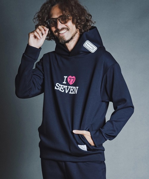 seventy seven（セブンティセブン）の「mpa4176- cardboard P-O hoodie (I love seven) パーカー(7726W050)（パーカー・メンズ・ブラック/ネイビー/トップグレー・S/M/L/XL）」の9枚目の写真