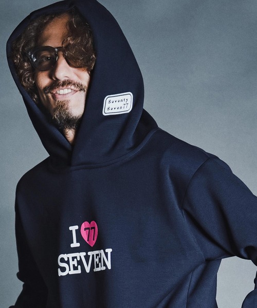 seventy seven（セブンティセブン）の「mpa4176- cardboard P-O hoodie (I love seven) パーカー(7726W050)（パーカー・メンズ・ブラック/ネイビー/トップグレー・S/M/L/XL）」の11枚目の写真