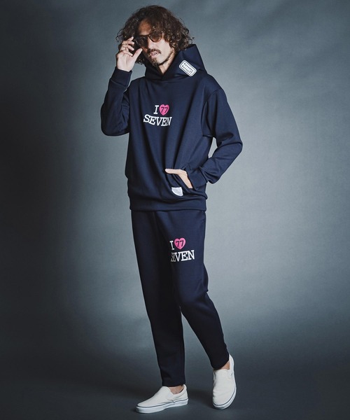 seventy seven（セブンティセブン）の「mpa4176- cardboard P-O hoodie (I love seven) パーカー(7726W050)（パーカー・メンズ・ブラック/ネイビー/トップグレー・S/M/L/XL）」の12枚目の写真