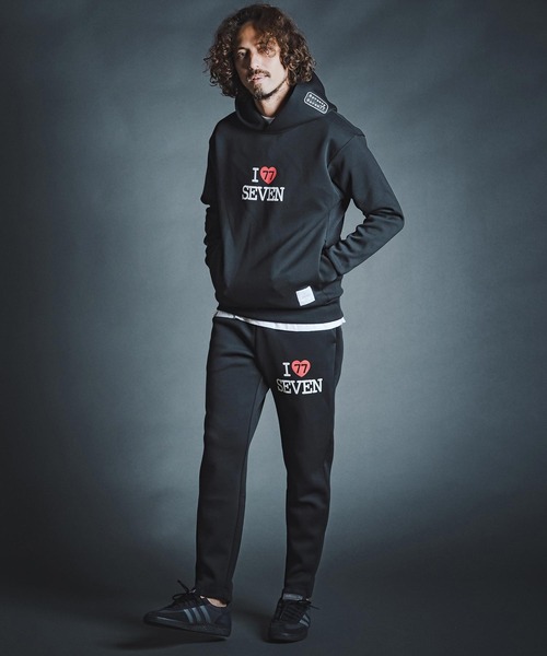 seventy seven（セブンティセブン）の「mpa4176- cardboard P-O hoodie (I love seven) パーカー(7726W050)（パーカー・メンズ・ブラック/ネイビー/トップグレー・S/M/L/XL）」の17枚目の写真