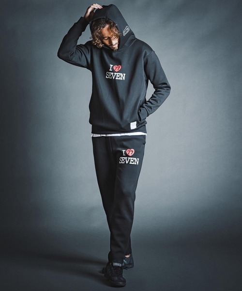 seventy seven（セブンティセブン）の「mpa4176- cardboard P-O hoodie (I love seven) パーカー(7726W050)（パーカー・メンズ・ブラック/ネイビー/トップグレー・S/M/L/XL）」の19枚目の写真