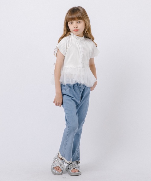 URBAN CHERRY(アーバンチェリー)の「スカラップレースフレアデニムパンツ(デニムパンツ・キッズ・ブルー・110cm/120cm/130cm/140cm/150cm)」の7枚目の写真