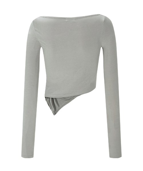 PLEASENOFOLLOW(プリーズノーフォロー)の「Sadie Unbal Shirring Long Sleeve Top (Silver Grey)(Tシャツ/カットソー・レディース・その他・FREE)」の3枚目の写真