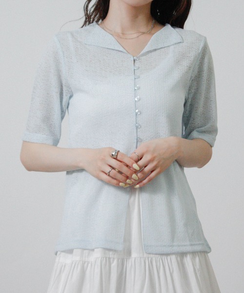 NYLAUS(ナイラス)の「【SG】レースカーディガン 半袖 シアーカーディガン(カーディガン/ボレロ・レディース・ホワイト/ピンク/ブラック/ライトブルー・M)」の13枚目の写真