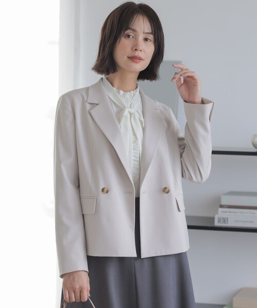 組曲(クミキョク)の「ハンサムツイル ジャケット(テーラードジャケット・レディース・ライトグレー系/グレー系/ブラック系・1/2/3)」の5枚目の写真