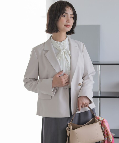 組曲(クミキョク)の「ハンサムツイル ジャケット(テーラードジャケット・レディース・ライトグレー系/グレー系/ブラック系・1/2/3)」の6枚目の写真
