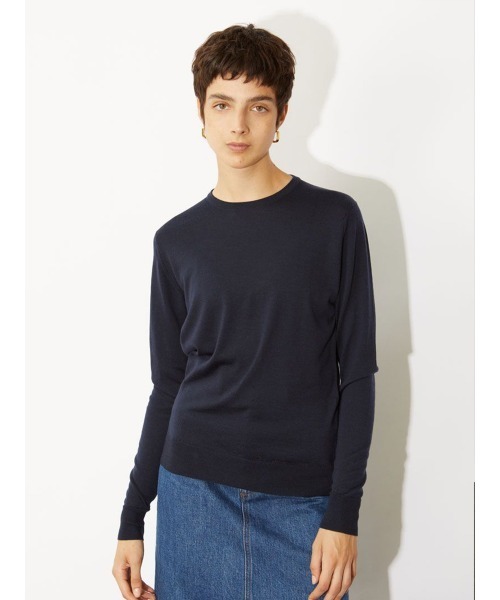 JOHN SMEDLEY(ジョンスメドレー)の「クルーネック長袖ニットプルオーバー(ニット/セーター・レディース・ダークネイビー・M)」の1枚目の写真