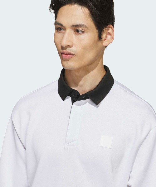adidas(アディダス)の「長袖ニット スウェット ポロシャツ【adidas Golf/アディダスゴルフ】(ポロシャツ・メンズ・ホワイト・LARGE/3XL/XX-LARGE/X-LARGE/SMALL/MEDIUM)」の3枚目の写真