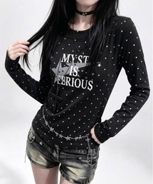【26年秋冬新作】《長袖》ドット柄 クルーネック ウエストシャーリング スターグラフィック プリントTシャツ / コンパクトT