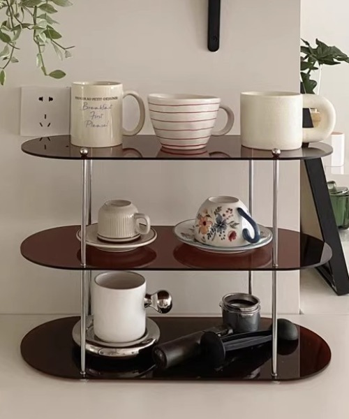 Pom】カフェシェルフ ウォルナット飾り棚3点セット Pom】カフェ