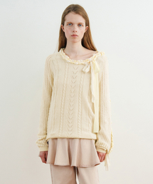 Lace-Up Ribbon Knit (Cream)