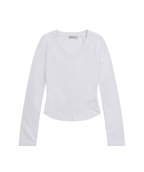 ZIZEMUSEUM(ジゼミュージアム)の「VネックロングスリーブTシャツ(ホワイト)(Tシャツ/カットソー・レディース・その他・MEDIUM/SMALL)」の2枚目の写真