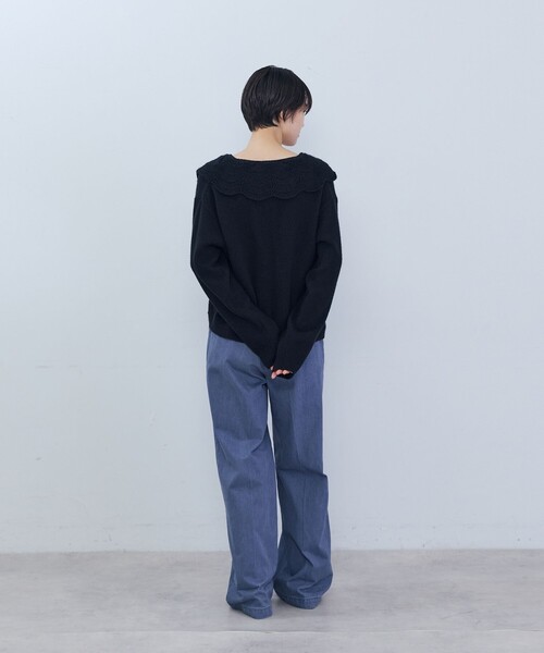 ADIEU TRISTESSE(アデュートリステス)の「スカラップカラーニットカーディガン(カーディガン/ボレロ・レディース・ブラック/グレー系その他・FREE)」の12枚目の写真