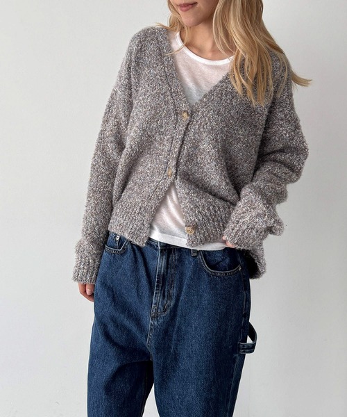 CANAL JEAN(キャナルジーン)の「El mar MIXニットカーディガン(カーディガン/ボレロ・レディース・ブラウン/アイボリー・ONE SIZE)」の1枚目の写真