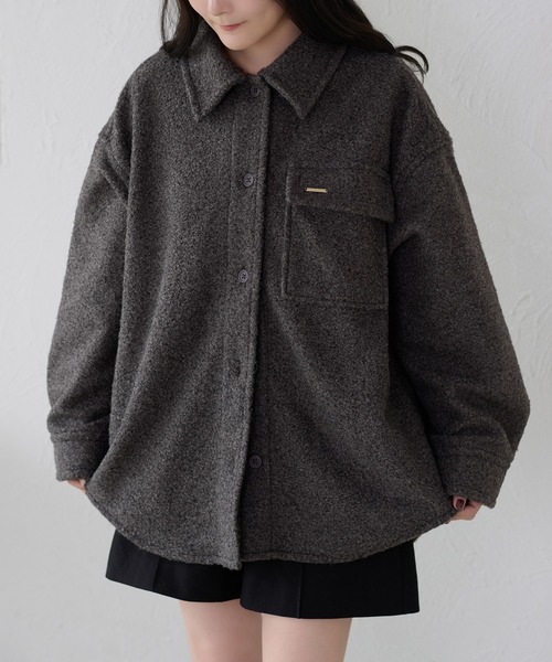 apres jour clair（アプレジュールクレア）の「【apres jour clair】カラーブークレシャツジャケット（テーラードジャケット・レディース・グリーン/アイボリー/ライトブルー/ブラウン系その他・フリー/X-LARGE）」の2枚目の写真