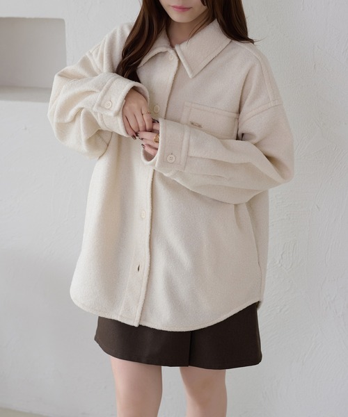 apres jour clair（アプレジュールクレア）の「【apres jour clair】カラーブークレシャツジャケット（テーラードジャケット・レディース・グリーン/アイボリー/ライトブルー/ブラウン系その他・フリー/X-LARGE）」の6枚目の写真