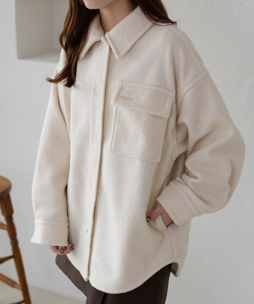 apres jour clair（アプレジュールクレア）の「【apres jour clair】カラーブークレシャツジャケット（テーラードジャケット・レディース・グリーン/アイボリー/ライトブルー/ブラウン系その他・フリー/X-LARGE）」の11枚目の写真
