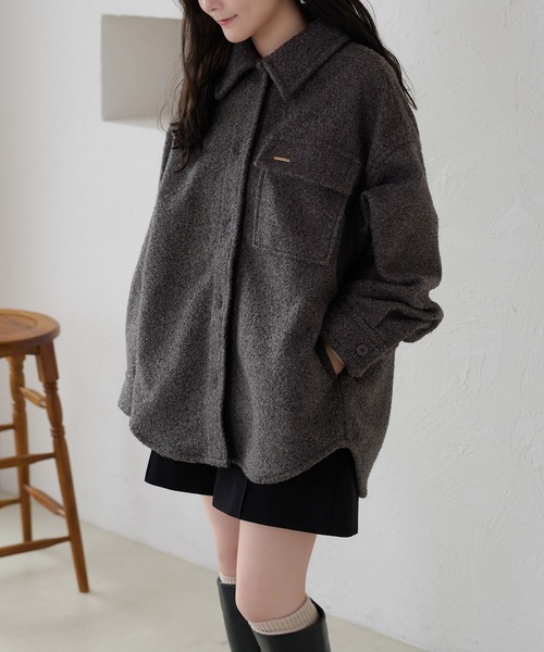 apres jour clair（アプレジュールクレア）の「【apres jour clair】カラーブークレシャツジャケット（テーラードジャケット・レディース・グリーン/アイボリー/ライトブルー/ブラウン系その他・フリー/X-LARGE）」の19枚目の写真