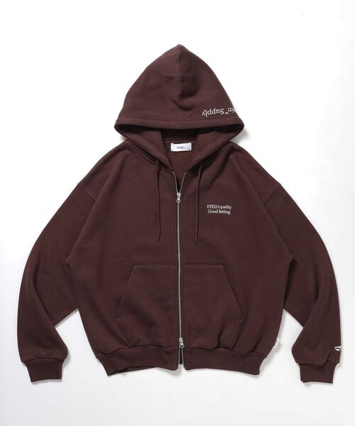 FFEIN(フェイン)の「【FFEIN】ヘビーウエイトフード刺繍ロゴ立体フードジップパーカー / パーカー 裏起毛 ジップ 刺繍 ロゴ フーディ ダブルジップ(パーカー・メンズ・ダークブラウン/ネイビー/ブラック/アッシュグレー・SMALL/MEDIUM/LARGE)」の4枚目の写真
