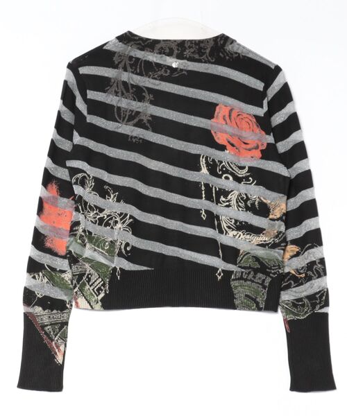 Desigual（デシグアル）の「Mixed pattern sheer knit / ミックスパターンシアーニット（ニット/セーター・レディース・ブラック/ホワイト・XS/L/S/M/XL）」の3枚目の写真