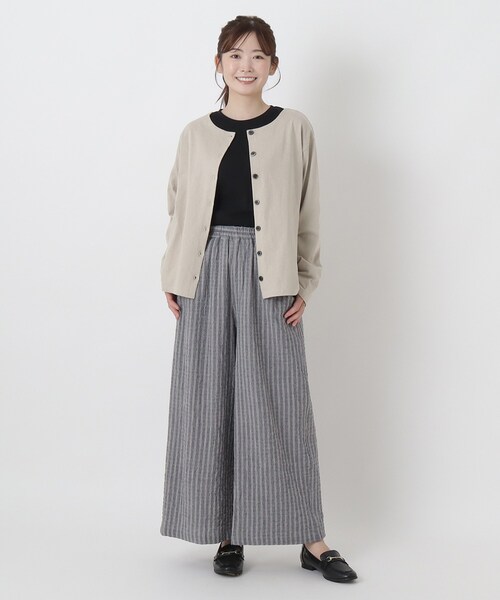 one'sterrace(ワンズテラス)の「綿レーヨンPU 10分丈ワイドパンツ(その他パンツ・レディース・カーキ系5/ネイビー系5/ブラック系8・02)」の15枚目の写真