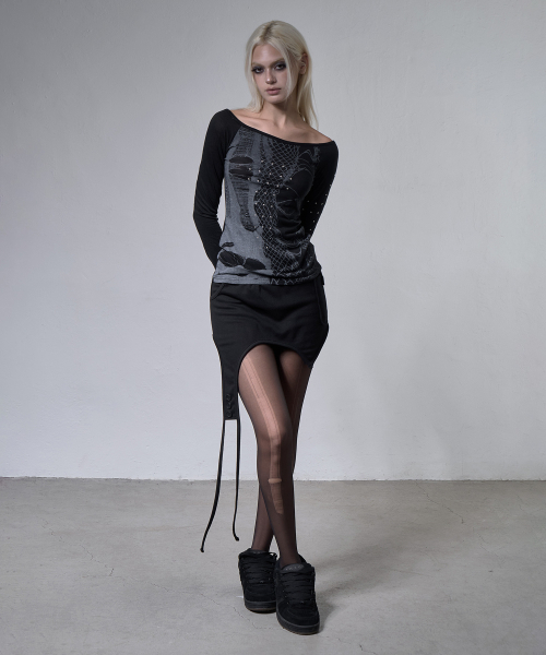FANCY CLUB(ファンシークラブ)の「ウェブスタッド オフショルダー (BLACK) F26ZB525(Tシャツ/カットソー・レディース・その他・FREE)」の3枚目の写真