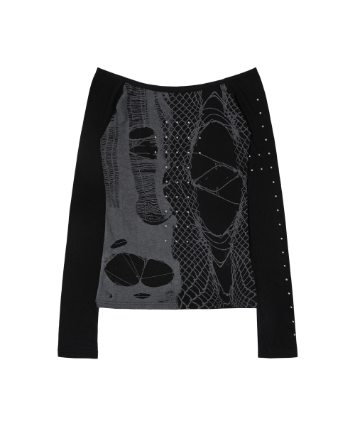 FANCY CLUB(ファンシークラブ)の「ウェブスタッド オフショルダー (BLACK) F26ZB525(Tシャツ/カットソー・レディース・その他・FREE)」の10枚目の写真