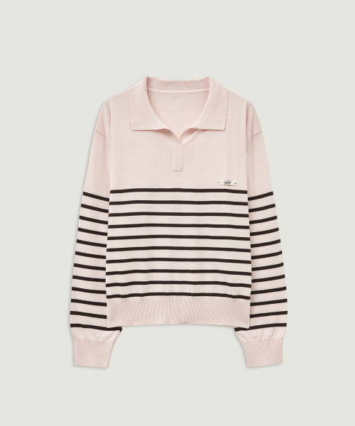 LMOOD WOMEN(エルムード ウーマン)の「CITYAL Cotton Stripe Rugby Knit Pale Pink(ニット/セーター・レディース・その他・36/38)」の2枚目の写真