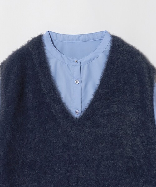 A DAY IN THE LIFE UNITED ARROWS(アデイインザライフユナイテッドアローズ)の「フェザー Vネックベスト+シャツ ‐セットアイテム‐<A DAY IN THE LIFE>(ニット/セーター・レディース・ダークグレー/ネイビー/ナチュラル・FREE)」の10枚目の写真