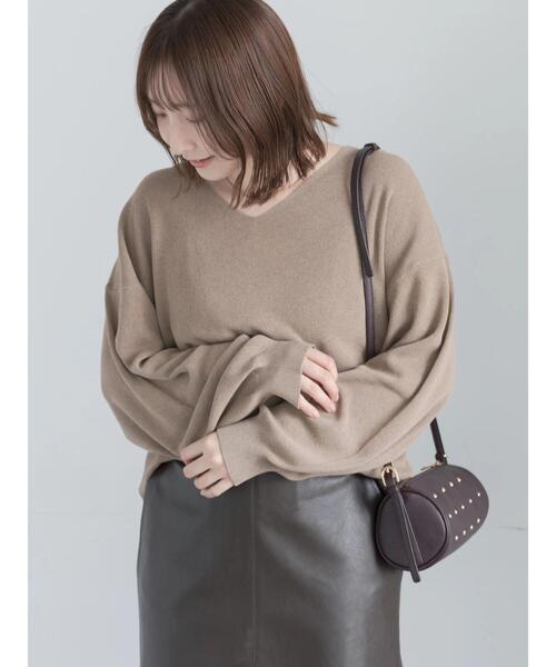 Te chichi(テチチ)の「【帯電防止/マシンウォッシャブル】Vネックプルオーバー(ニット/セーター・レディース・トップグレー/ベージュ系その他/レッド・F)」の14枚目の写真